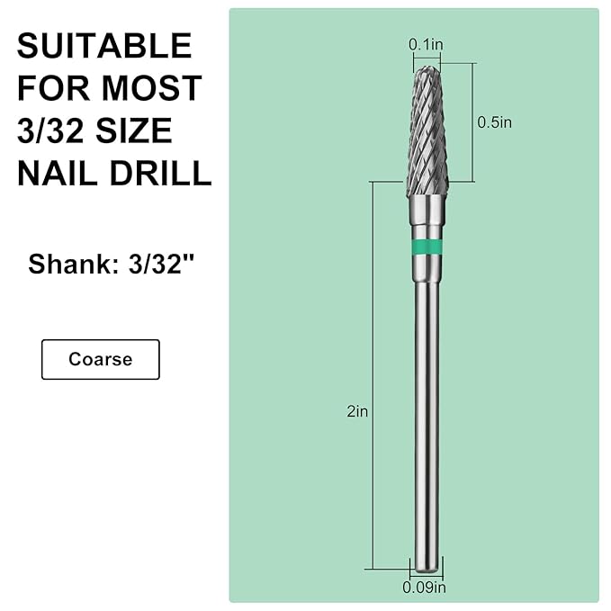 Tapered Nail Drill Bits,Cone Shape Tungsten Carbide Electronic Nail Drill Bit for Acrylic Gel Nails Dual Nail Form Remove,3/32 Inch Nail Bit for E-File Nail Drill(Coarse)