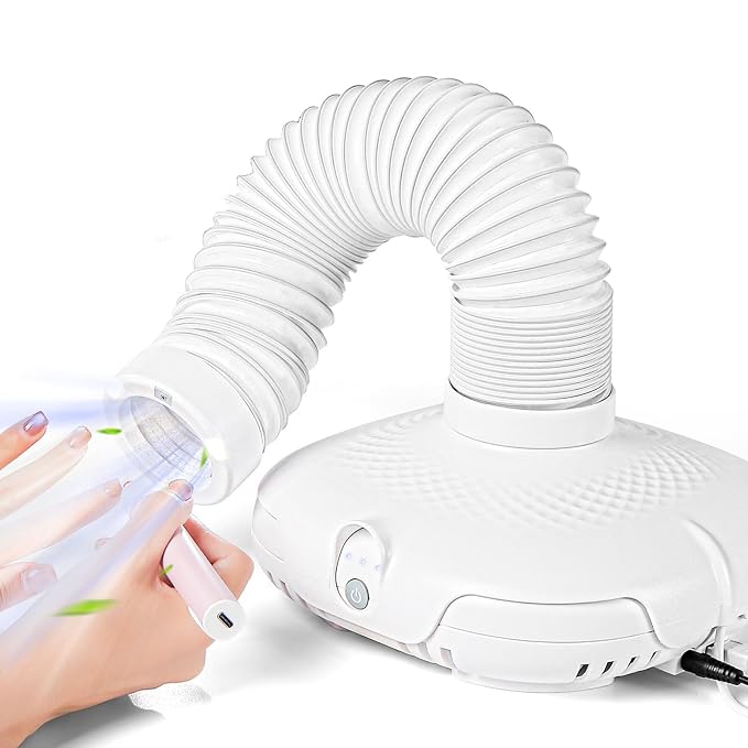 Nail Dust Collector Tech Professional with LED Light & 360° Flexible Tube, Powerful Suction (650PA), 3 Adjustable Speeds, Ultra-Quiet (45-60dB) for Dust-Free Manicure, Pedicure, Model/Craft Sanding