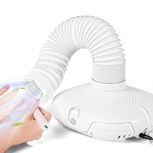 Nail Dust Collector Tech Professional with LED Light & 360° Flexible Tube, Powerful Suction (650PA), 3 Adjustable Speeds, Ultra-Quiet (45-60dB) for Dust-Free Manicure, Pedicure, Model/Craft Sanding