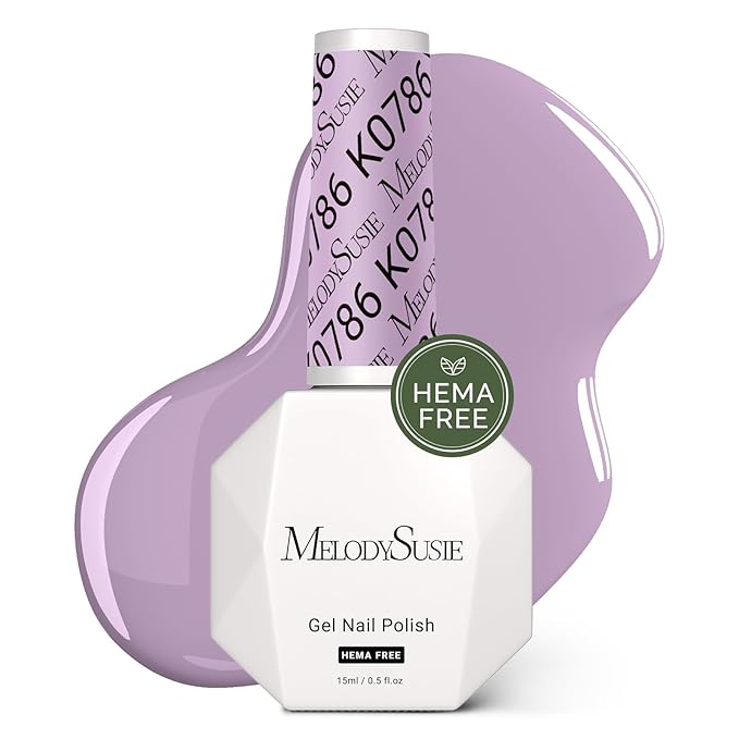 MelodySusie Hema Free Gel Nail Polish, 0.5 Fl Oz Thick Lavender Purple Gel Polish, Non-Toxic, Long Lasting, Soak Off UV Nail Polish, Manicure Nail Design Salon DIY Nail Art at Home K0786