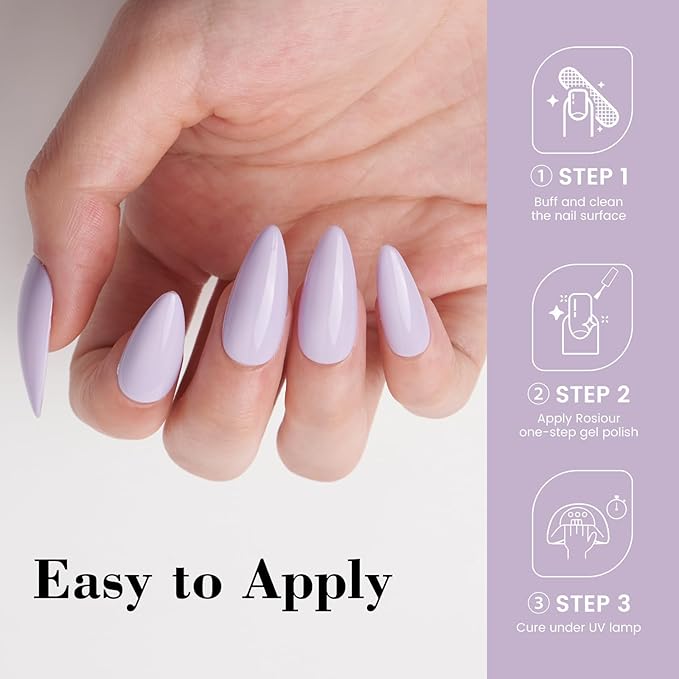 18 ML HEMA and TPO Free Gel Polish, Light Purple One Step Gel Nail Polish 3-in-1, Lavender Gel Nail Polish Pastel Colors, Soak Off U V Gel Polish for Women Girl Nail Lovers