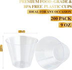 FOCUSLINE 200 Count 9 oz Clear Plastic Cups | Disposable Heavy Duty Hard - Image 2