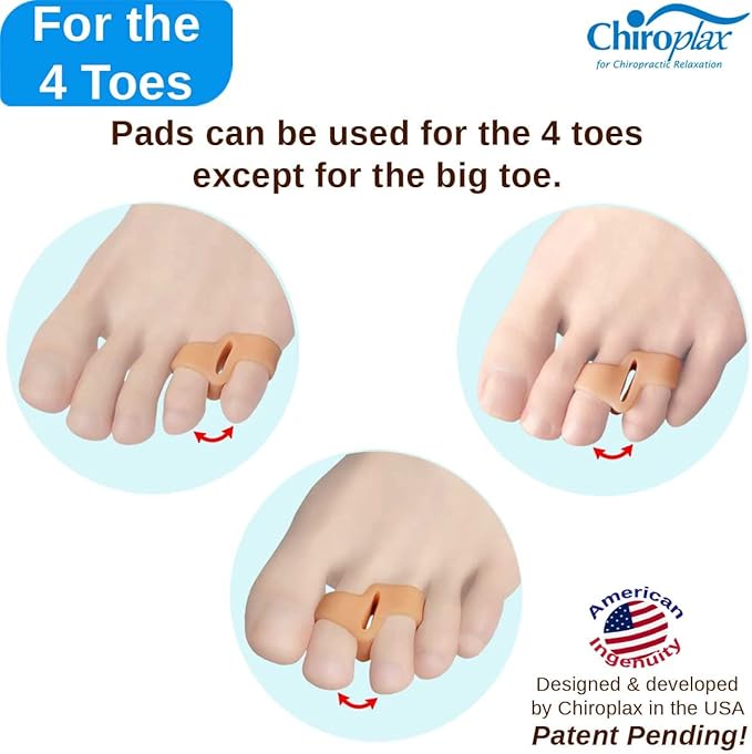 Chiroplax Tailor's Bunion Corrector Pads Bunionette Pain Relief Silicone Pinky Toe Straightener Separator Spacer Sleeve Cushion Splint Protector for Men & Women (4 Pads, Shims - Size Regular)