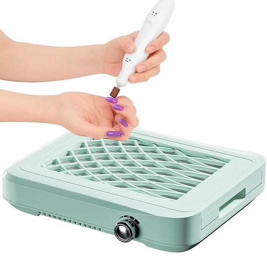 Dust Collector Nail Tech ，Nail Fan Dust Collector with 4 Speeds, Reusable & Disposable Filters, Nail Vacuum Dust Collector for Acrylic Nails, Salon & Home Use