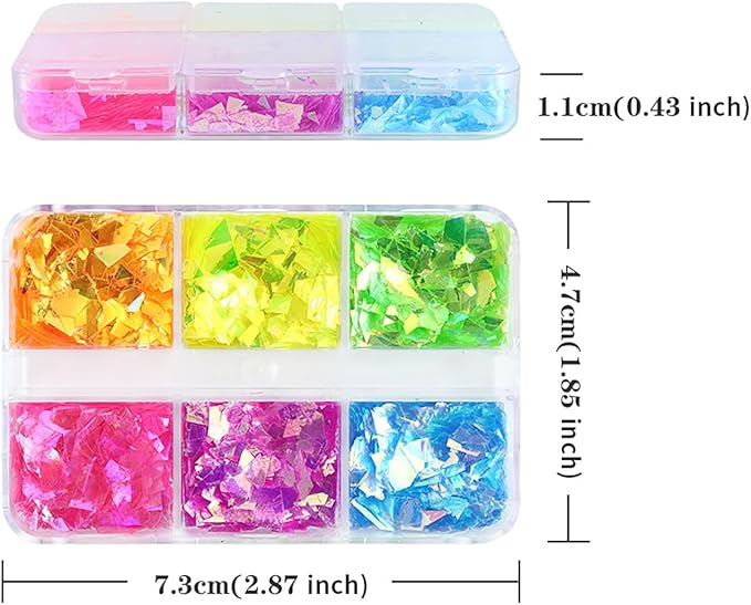 Holographic Iridescent Glitter Nail Art Sequins, 3D Irregular Ultra Thin Nail Art Sparkly Flake Designs, Shiny Colorful Nail Glitter Confetti Acrylic Supplies for Women Girls Manicure Tips Decorations
