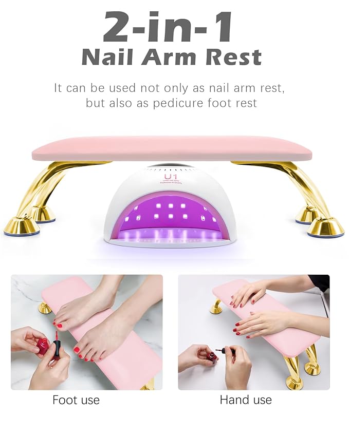 Arm Rest for Nails, Largest Nail Arm Rest Hand Rest for Nails Tech, Non-slip Manicure Hand Rest Pillow, Made of Real Microfiber Leather