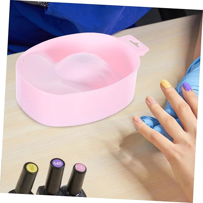 1pc Pink Single-layer Nail Soaking Bowl for Manicure Care Rectangular Nail Art Tool for Cuticle Treatment and False Removal Design for Home Salon Use