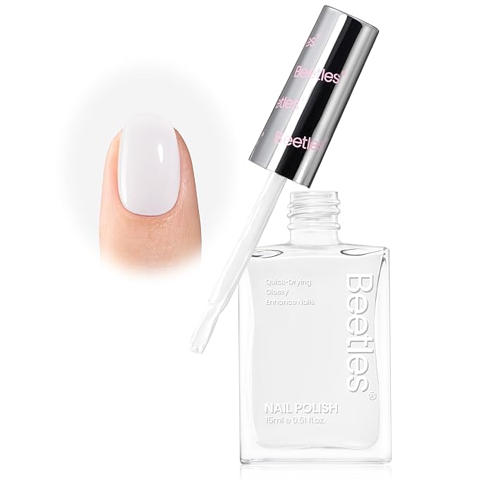 Beetles nail strengthener polish - White Fantasy Nail Polish 15ml Fast Dry Nail Strengthener and Growth Treatment for Damaged Nails, Long Lasting Quality Results French Style Gifts for Women