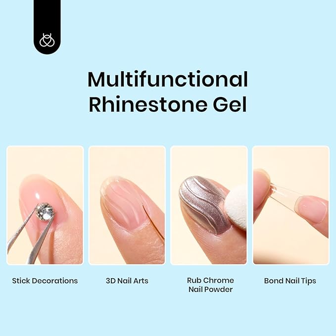 Beetles Rhinestone Glue for Nails, Gel Nail Glue for Nail Charms Decoration Super Strong Bling Gem for Nail Art Jewels Crystals Beads Diamonds 3D Beauty Gift