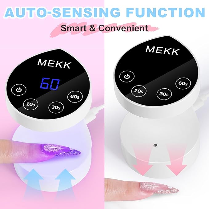 MEKK Mini UV Light for Nails,Peach-Shaped Mini UV LED Nail Lamp with Auto-Sensor,8 Beads,16W,4 Timer,Professional Flash Cure Nails Lamp Small Gel Nail Light for Salon & Home DIY Use