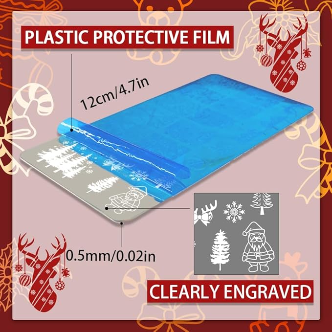 PH PandaHall Christmas Nail Art Plates 3pcs Nail Stamping Plate Winter Snowflake Santa Tree Bell Snowman Image Plate Nails Art Design Stamp Kit for DIY Nails Art Templates Reusable Template Design