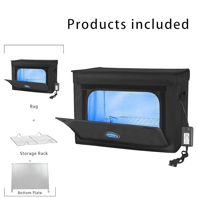 Large UVC Sanitizer Box Ozone Free, Foldable Cleaner Bag with Timer, 36L/9.5gal UV Light Bulb Black Tote for Shoes, Cell Phone, Baby Bottle, Key, Towel