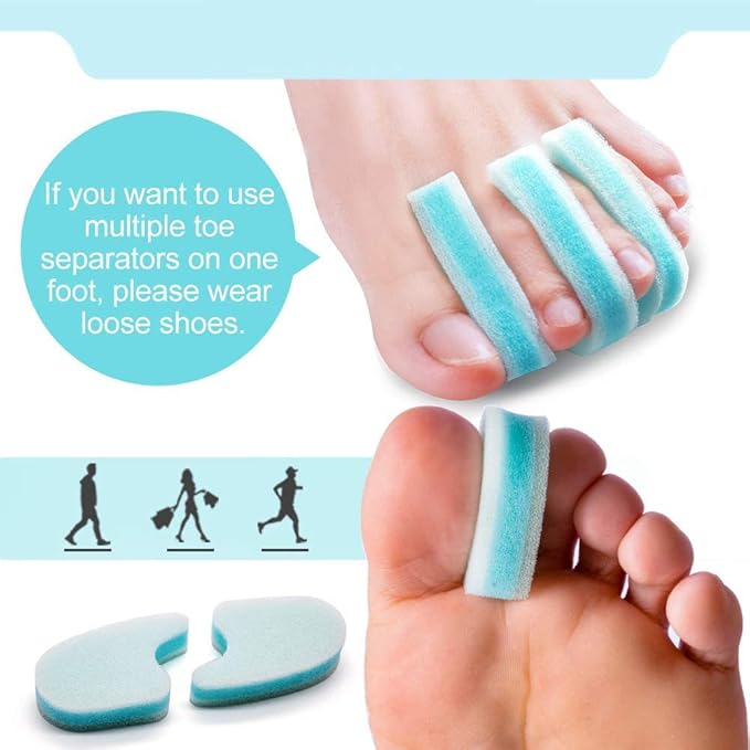 Toe Separator Cushions, 8 PCS Soft Breathable Foam Toe Spacer Pads, 3 Layers Toe Protector Sponge Pads Toe Stretcher for Align Overlapping Toes Crooked Hammer Toe, Reduce Friction & Foot Pain Relief