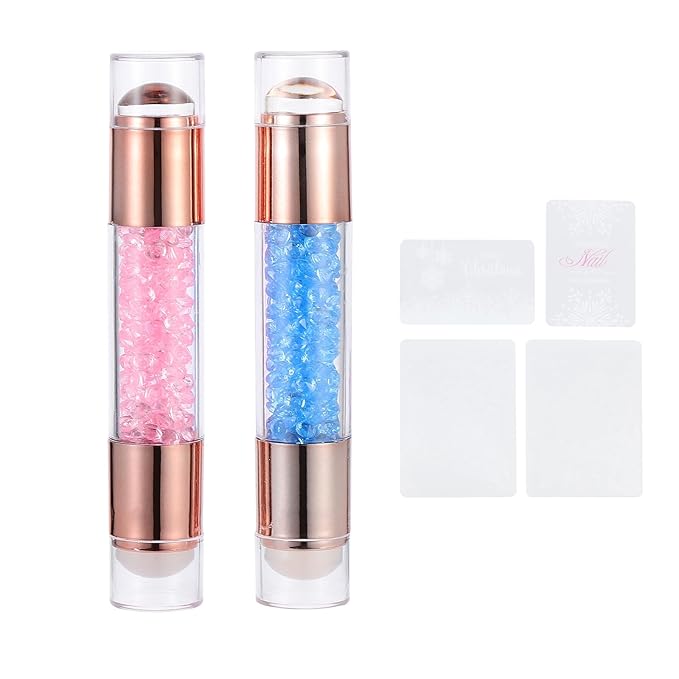 2pcs Nail Art Stampers, Dual-Headed Silicone Nail Stamping Tools, for DIY Manicure, Salon and Home Use, Easy to Clean, Reusable, Create Unique Nail Designs