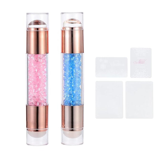 2pcs Nail Art Stampers, Dual-Headed Silicone Nail Stamping Tools, for DIY Manicure, Salon and Home Use, Easy to Clean, Reusable, Create Unique Nail Designs