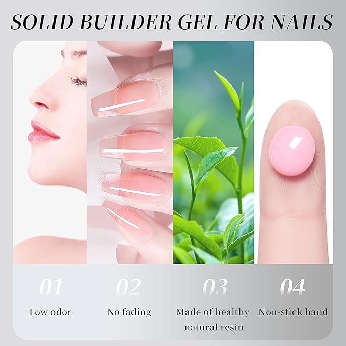 6.AIJIMEI 4 Colors Solid Builder Gel Hard 0.5oz for Nails Extension Non-Sticky Builder 3D Sculpting Gel,with Nail Tools Nail Art Design Salon Use(4 color)
