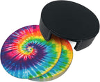 6 Pcs Colorful Rainbow Tie Dye Leather Coasters - Image 4
