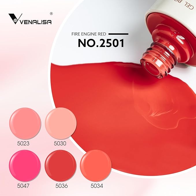VENALISA Gel Nail Polish Set, 5 Colors 10ML Gel Polish Kit Red Nude Pink Coral Orange Soak Off Salon Manicure DIY at Home Nail Art For Girls Women