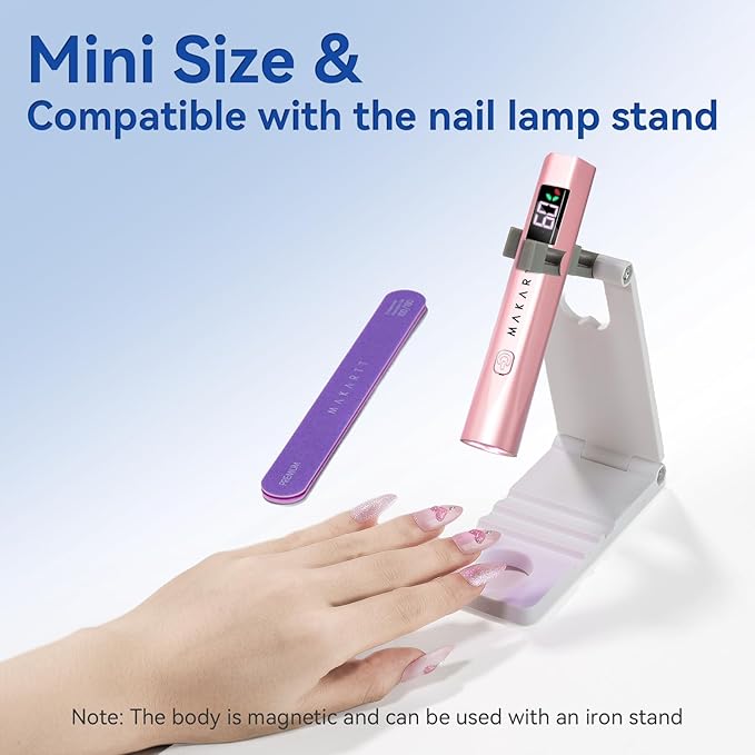 Makartt UV Light for Gel Nails - Handheld UV LED Nail Gel Lamp with 3 Beads Portable JERTY Nail Dryer for Fast Curing Nail Tips Rechargeable USB Nail Light with LCD 3 Timers for Home Salon Use