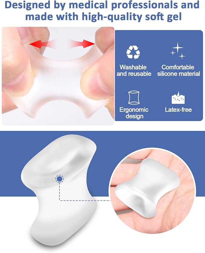 14 Pack Gel Toe Separators Silicone Spacers Soft Bunion Pads for Women Men Foot Pain Relief, Crooked, Overlapping Toes, Hammertoe Corrector(6L+8S)