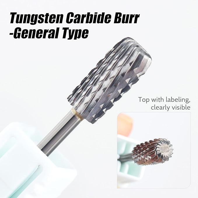 QUNZHAO Nail Drill Bits Dust Droof Bit Tungsten Steel Fast Remove Acrylic or Hard Gel 3/32" Shank - Manicure, Nail Art, Drill Machine Accessories (2X Extra coarse-2XC, Silver)