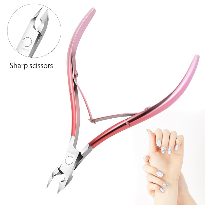Professional Cuticle Trimmer Nail Cuticle Cutter Stainless Steel Cuticle Nippers with Sharp Blades of Cuticle Clippers Manicure Tools with Double Spring for Nail Care,Stocking Stuffers