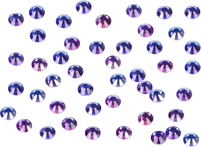 2880PCS Art Nail Rhinestones Non Hotfix Glue Fix Round Crystals Glass Flatback for DIY Jewelry Making with one Picking Pen (ss5 2880pcs, Purple Velvet)