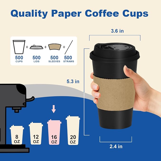 16 oz 500 Pack Coffee Cups - Image 3