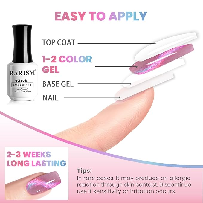 RARJSM Purple Blue Aurora Cat Eye Gel Nail Polish Multichrome Color Glitter Dark Violet Candy Glass Diamond Cat Eye Gel Polish with Magnet Stick Soak off UV LED Curing Requires Home Salon Diy Nail Art