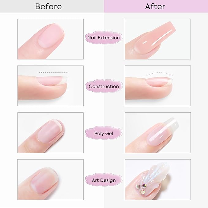 VENALISA Builder Nail Gel, 50ml Jelly Nude Pink Hard Gel Nail Polish for Nails Extension Jelly Strengthener Polygel