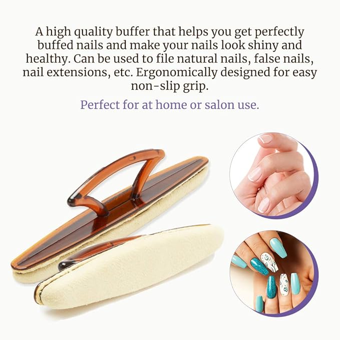 SuperNail Winning Nails 7" Chamois Nail Buffer – High-Shine Nail Polishing for Natural Nails, 2 Pack