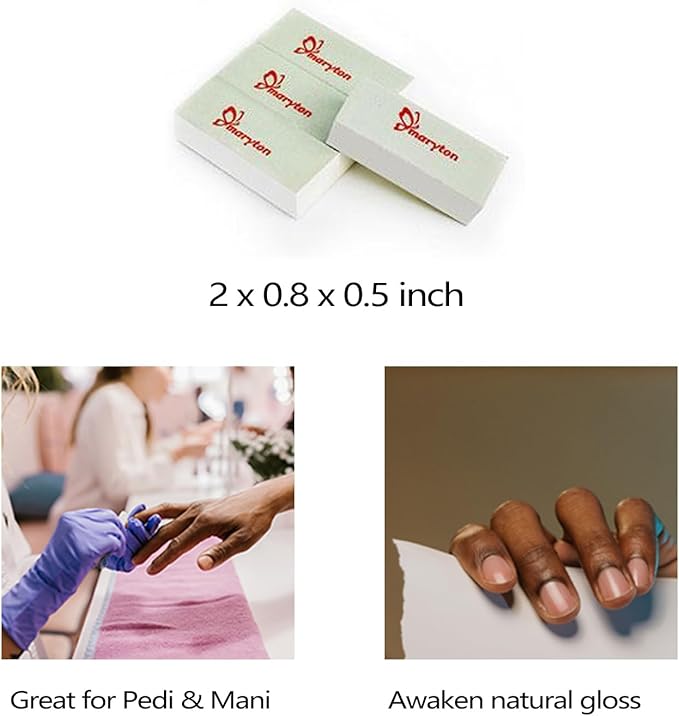 Maryton Mini Nail Buffer Blocks, Disposable Nail Shine Buffers Kit - Green Side for Buffing, White Side for Shinning, 36 Count (Pack of 2)