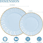 Lullaby 60PCS Light Blue Scalloped Plastic Plates - Image 2