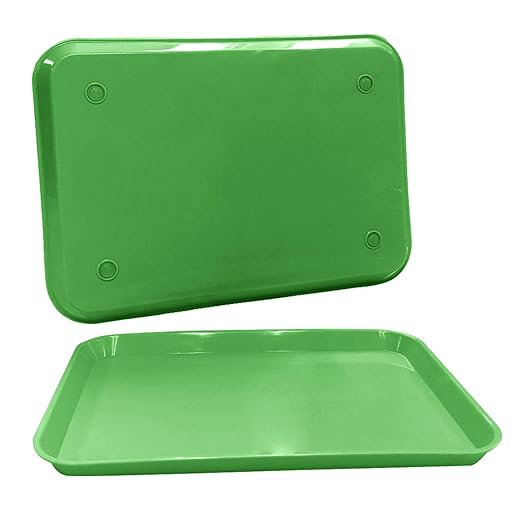 12 Green Dental Autoclavable Plastic Instrument Set Up Flat Trays (13.25 Inches x 9.75 Inches, Size B) by PlastCare USA