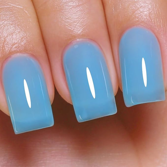 Imtiti Jelly Gel Nail Polish, Bright Blue Sheer Jelly Gel Polish Soak Off UV LED Spring Summer Translucent Art Manicure Salon DIY Design 10ML