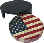 Vintage American Flag Leather Coasters Set of 6 - Image 8