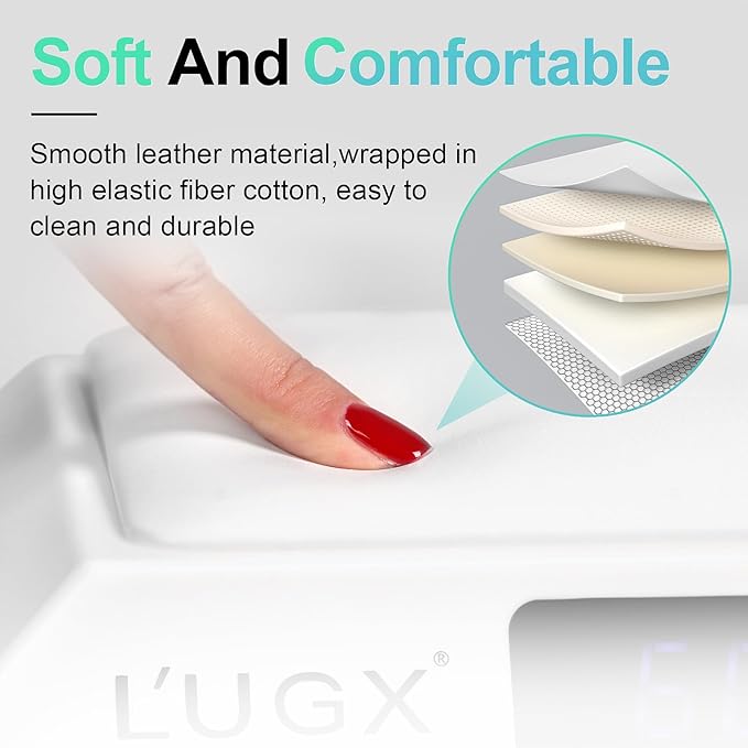 L'UGX Professional Nail Curing Lamp for Gel Polish Dryer 72W LED UV Nail Lights with Arm Rest Pillow & Retractable Tray,Perfect for Manicure & Pedicure at Salon & Home