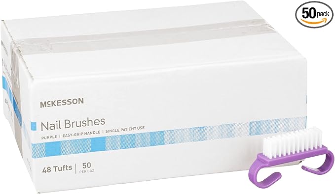 McKesson Nail Brush, Easy Grip Handle, Single Use/Disposable, Purple, 50 Count