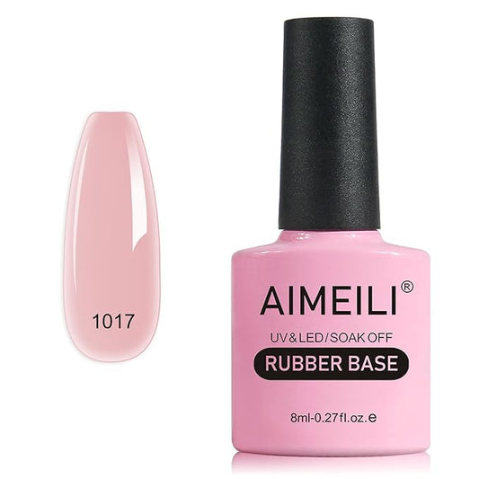 AIMEILI Rubber Base Gel Nail Polish, Hema Free, Cruelty Free, Vegan, Builder Nail Gel Base Coat Soak Off Nail Art Design - RB1017 8ml