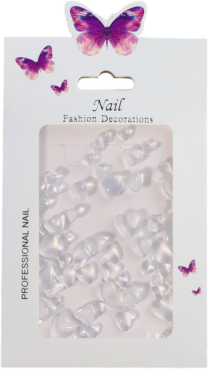 300Pcs Valentine's Day Nail Art Charms 3D Heart Change Color in Sunlight Nail Charms Orange Pink Blue Flat Back Mixed Size 4/6/8mm Nail Rhinestone Diamonds Gems Crystal Jewelry Acrylic Nail Supplies