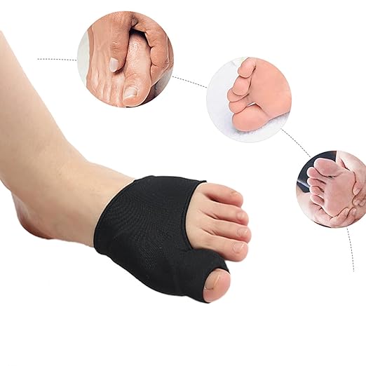 Bunion Relief Sleeve For Men Women And Kids，Bunion Corrector Sleeve Socks For Hallux Valgus，Big Toe Separators and Pinky Separators Pack （Black, Small