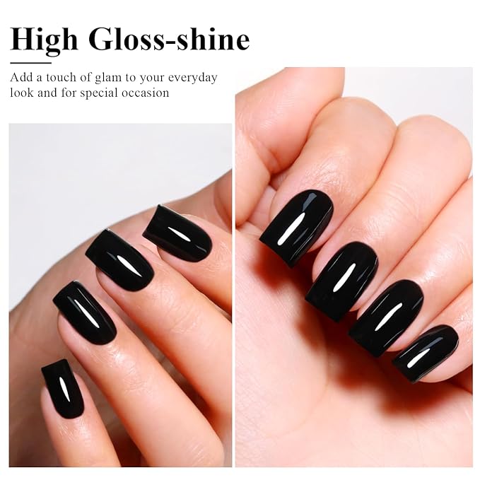 Imtiti Black Gel Polish, Black Gel Polish 3 in 1 One Step Gel Polish Kit, Soak Off LED U V Gel Polish Nail Art Starter Manicure Salon for Women Girls 0.3 Fl Oz