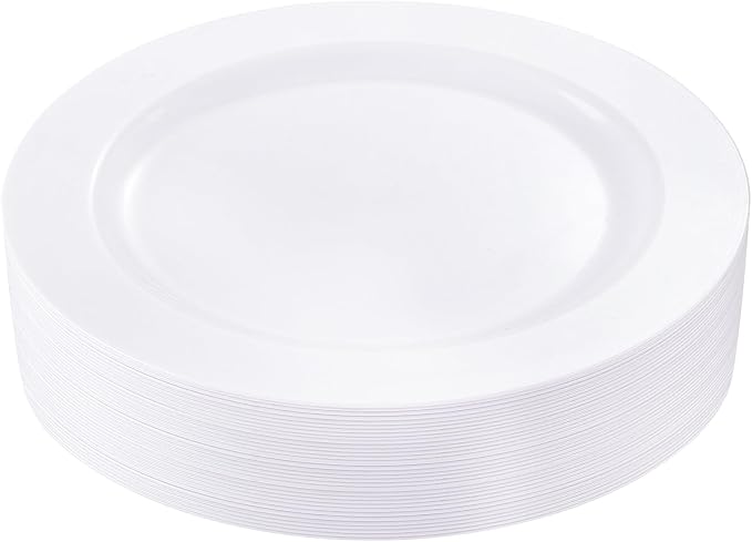 bUCLA 30PCS White Plastic Dinner Plates Disposable by BUCLA