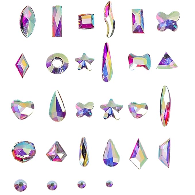 3320Pcs AB Nail Art Rhinestones Crystal,HOINCO 3D Rhinestones Gems Jewels Diamond,24 Types of 320 Diamonds + 3000 Round Beads, Crystals 3D Flat Back Gemstones for Nail DIY Crafts with Tweezers Pen