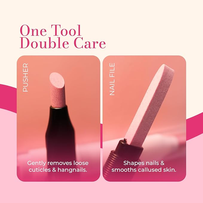 2PCS Victory Ceramic Stone Two-Way Nail Pusher & File (Black) Cuticle Trimmer Manicure Tools Professional Nail File Pumice Fingernail Files