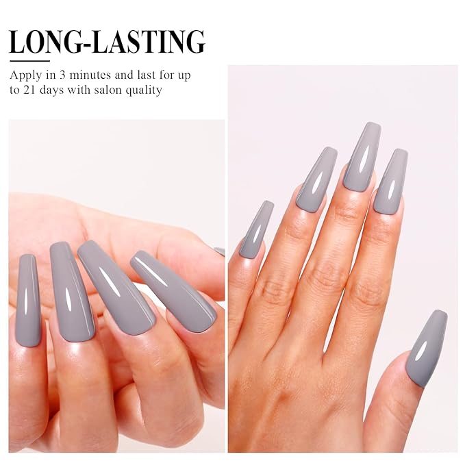 Imtiti Nude Gel Nail Polish, 15ML Grey Gel Polish Autumn Winter Gel Nail Polish Soak Off LED UV Nail Gel Polish DIY Nail Art Starter Manicure Salon Gel Nail Kit