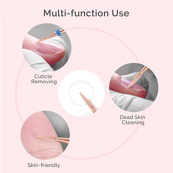 MelodySusie Flame Hexagon Nail Drill Bit, Professional Safety Carbide Under Nail Cleaner for Cuticle Dead Skin Nail Prepare, Two Way Rotate, Manicure Nail Salon Supply, M, Rose Gold