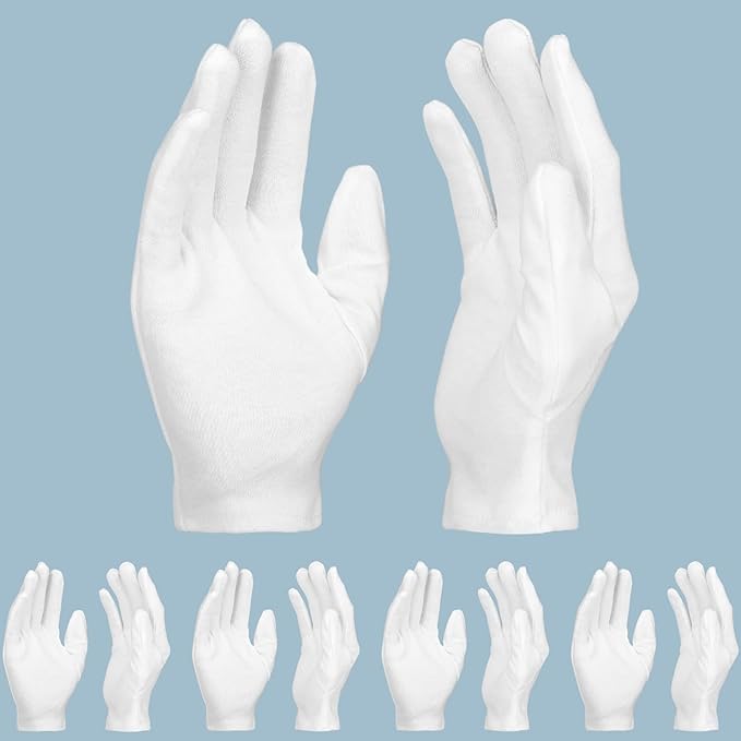 5 Pairs Archival Photo Gloves, White Small Work Gloves For Handling Art Working Photography Men & Womens Cloth Gloves Liners Bulk for Handling Jewelry, Film, Photo, Coin Metal Inspection