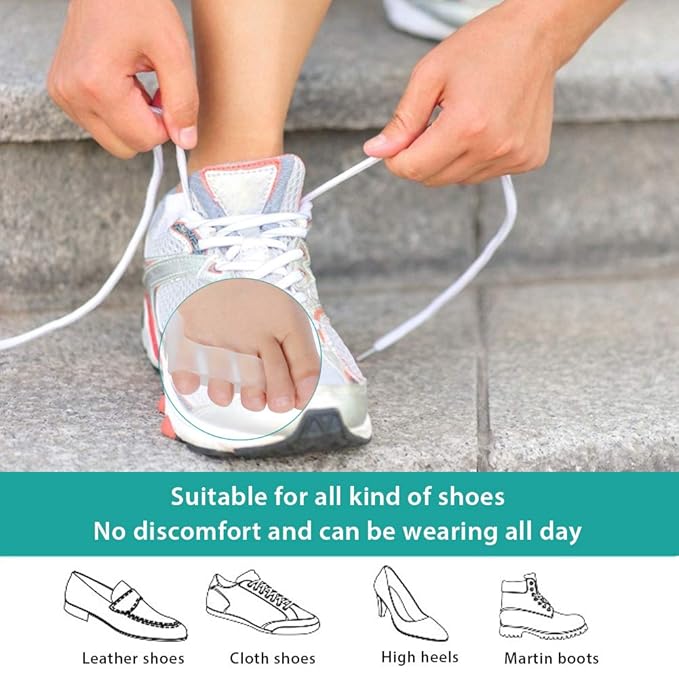 Toe Separators, 2 Pairs Toe Separator Toe Separator Feet Gel Protect Toes Separator Fingers Foot Silicone Protective Cover Protector toe separators for overlapping toes to Their Original Shape