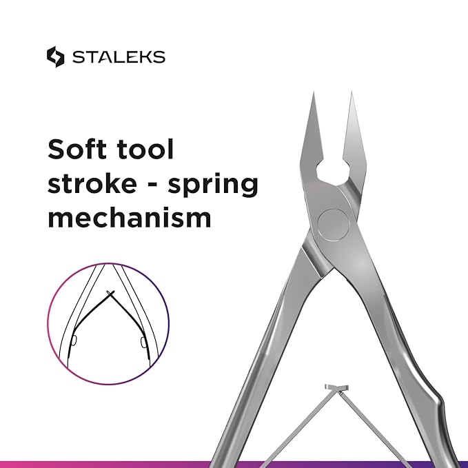 Staleks Pro EXPERT 61 Ingrown Toenail Nippers – 12mm Blades – Narrow Tips with Safe Ends – Stainless Steel – Professional Pedicure Tool NE-61-12, Full Jaw, 0.47 Inch (12mm)